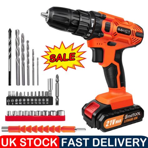 V Cordless Drill Combi Driver High Power Electric Screwdriver Set W