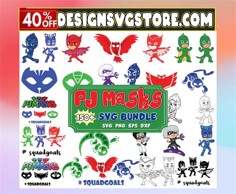 150 Files Pj Mask Svg Bundles Pj Mask Clip Art Pj Masks Etsy