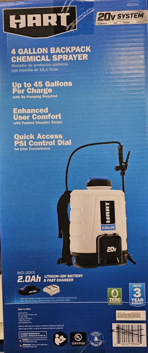 HART HGSP041 20V 4 Gallon Chemical Sprayer Kit White 810022398845 EBay