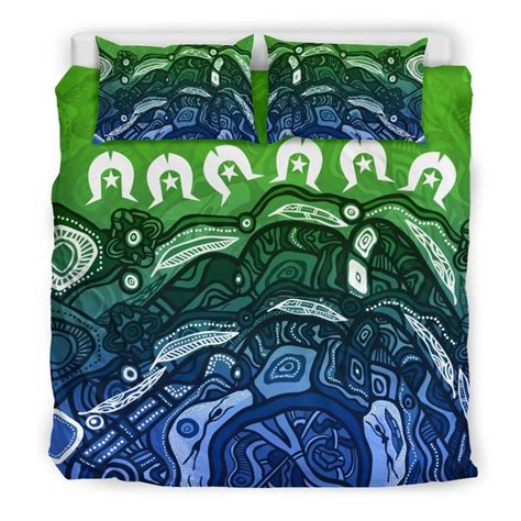 Aio Pride Torres Strait Islands Piece Duvet Cover Set Blue Aio