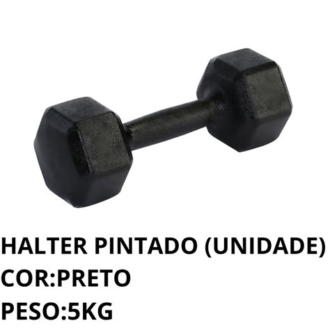 Halter Sextavado Pintado 1 Ao 5 Kg Unidade Treino Em Casa