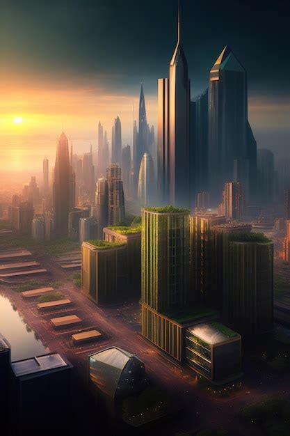 Premium AI Image | Dramatic and dark postapocalyptic futuristic city