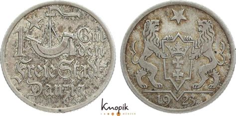 Danzig 1 Gulden 1923 kl Kratzer sehr schön vorzüglich MA Shops