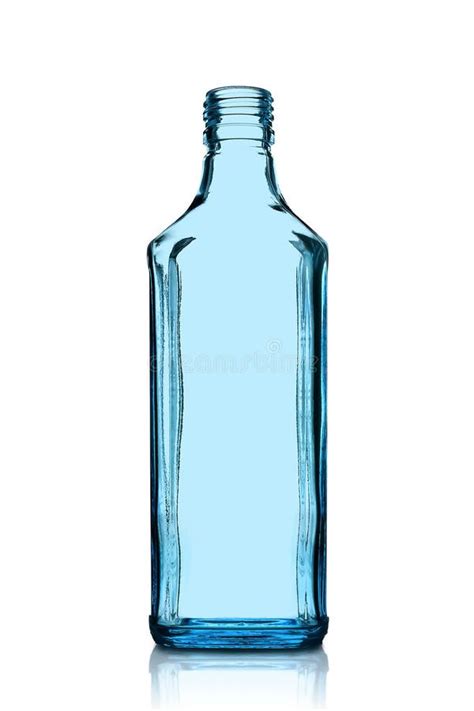 Glass Bottle Empty Clear Blue Glass Bottle Isolated On White