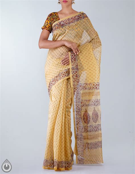 Indian Crafts PURE HANDLOOM COTTON PRINTED SAREES FROM UTTAR PRADESH