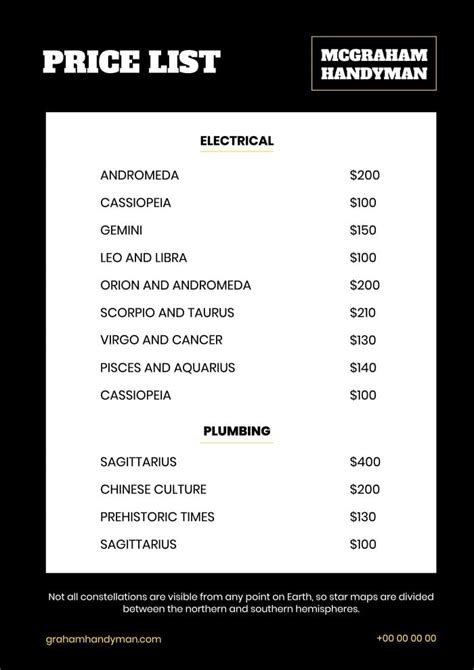 Free Simple Mcgraham Handyman Price List Template