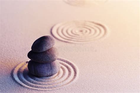 Meditation Zen Garden With Stones On Sand Stock Photo Image Of Mind