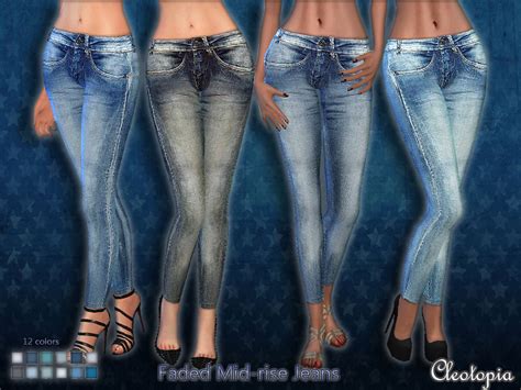 The Sims Resource Set40 Mid Rise Faded Jeans