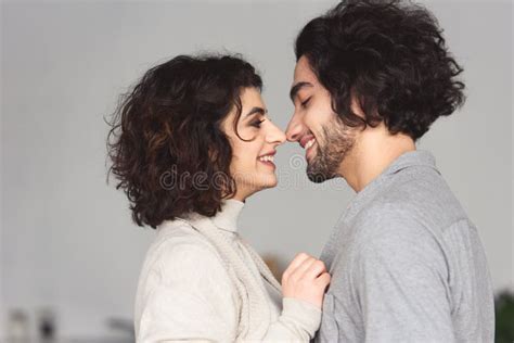 Couple In Love Touching Noses Stock Photo Image Of Closeup Handsome