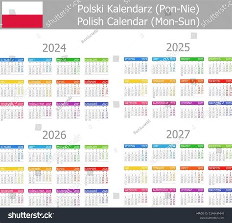 2024-2027 Polish Type-1 Calendar Mon-sun On Stock Vector (Royalty Free ...