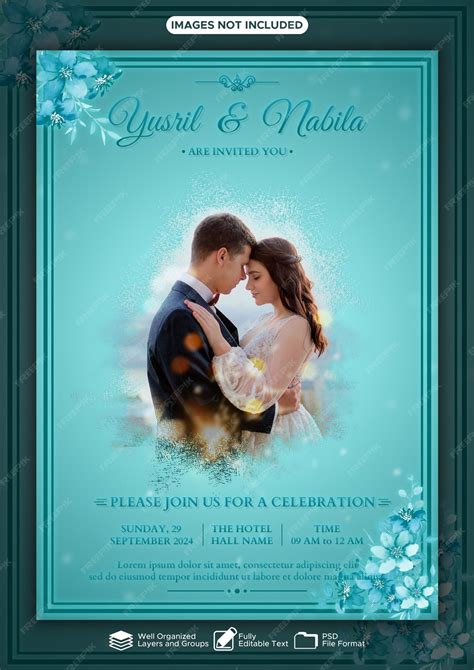 Premium Psd Elegant Psd Wedding Invitation Cover Design Template With