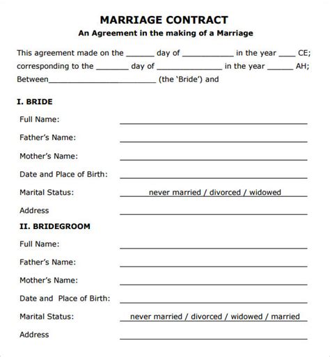 Marriage Contract Template