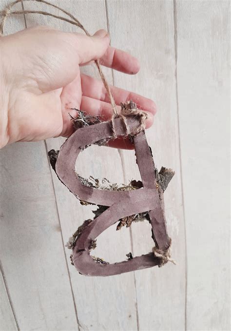 Rustic Twigs Letter Moss Covered And Pinecones Twig Hanging Etsy