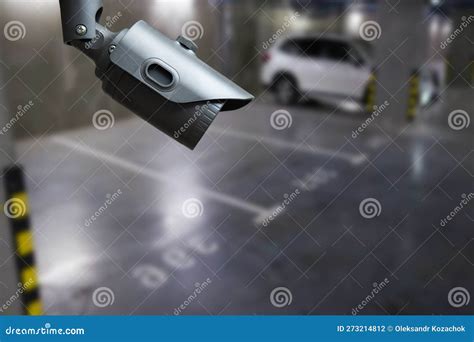 CCTV Camera or Surveillance System on Indoor Car Parking. Stock Photo - Image of record ...