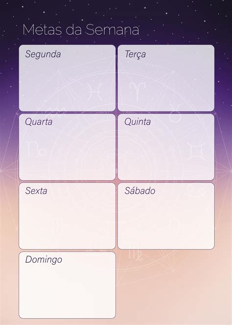 Planner Signos Metas Da Semana Fazendo A Nossa Festa