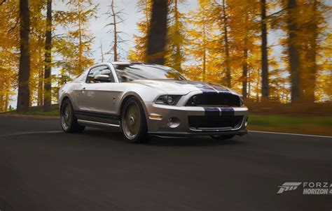 Wallpaper Autumn Forest Mustang Ford Shelby Gt 500 Forza Horizon 4