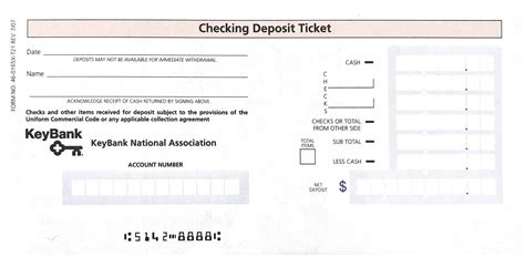 Keybank Deposit Slip Free Printable Template