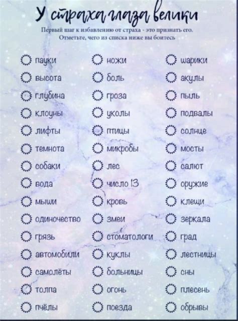 список страхов | Надписи, Страницы дневника, Страницы планировщика