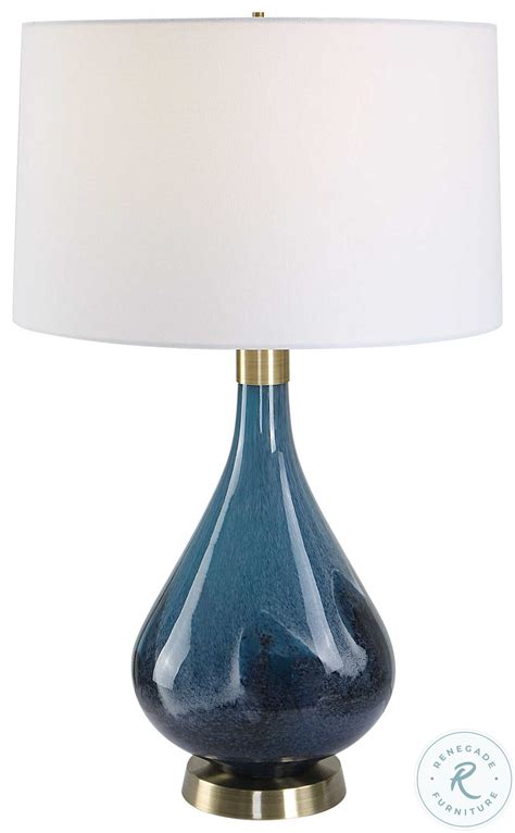 Riviera Dark Navy Blue Glass Table Lamp From Uttermost Home Gallery