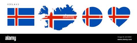 Iceland Flag Icon Set Icelandic Pennant In Official Colors And