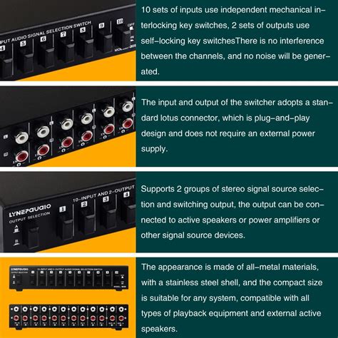 B059 10 In 2 Out 2 In 10 Out 2 Way Rca Switch Audio Frequency Signal Select Shift Device