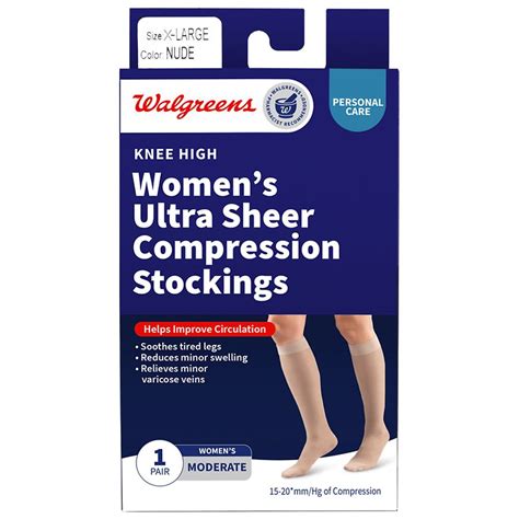 Walgreens Women S Ultra Sheer Compression Stockings Knee High Nude