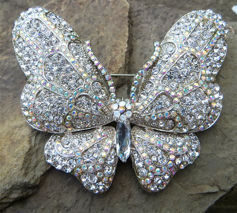 Vintage Swarovski Crystal Butterfly Brooch Signed