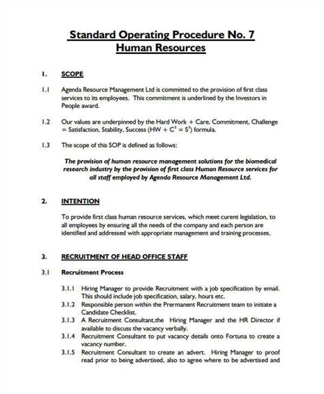 Hr Sop Template Printable Word Searches