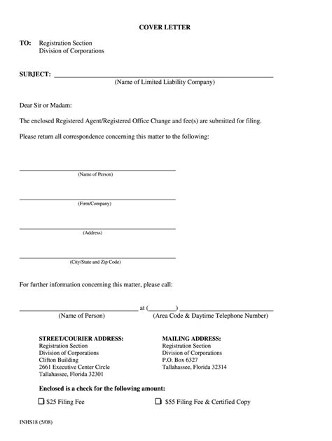 Change Llc Registered Agent Florida Incorporation Fill Out Sign