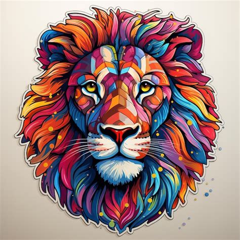 Premium Photo Digitally Painted Portrait Of A Lion Head With A