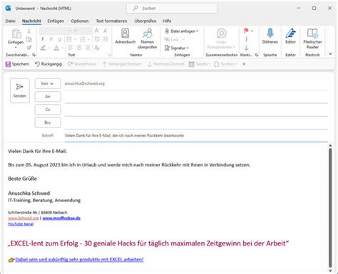 Outlook Automatische Antworten Mit Regeln Erstellen Anuschka Schwed