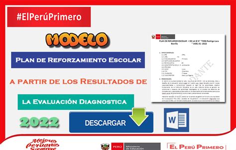 Modelo Plan De Reforzamiento Escolar A Partir De Los Resultados De La