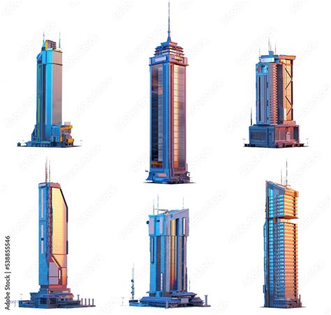 Futuristic skyscrapers, business towers, office, residential and ...