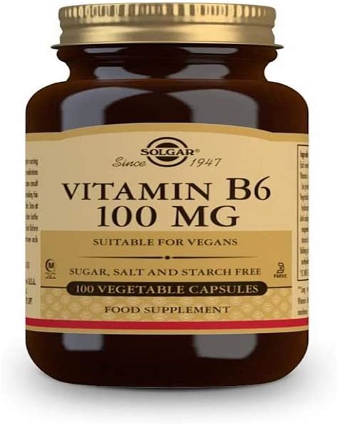 Solgar Vitamin B6 100 Mg Vegetable Capsules Pack Of 100 Supports