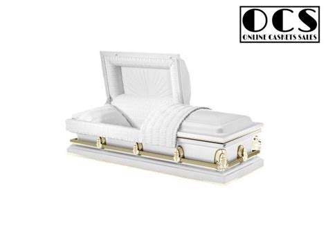 200001 20 Gauge With Seal White Casket W Gold Accents Cross Decals