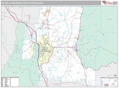 Dalton, GA Metro Area Wall Map Premium Style by MarketMAPS - MapSales.com