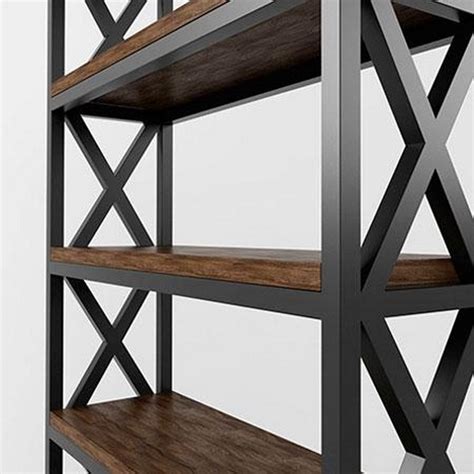 Металлический книжный стеллаж в стиле Лофт (полки дуб) R49-192