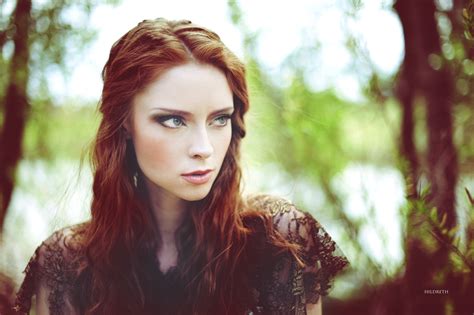 Redhead Green Eyes Women Women Outdoors Gothic Wallpaper