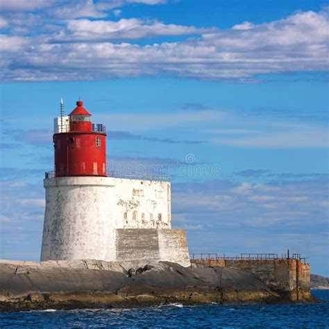 Norwegian Lighthouse With Red Tower Stock Photo Image Of Large