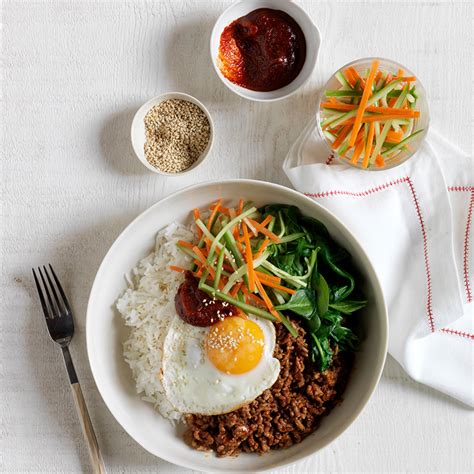 Spicy Beef Mince Rice Bowl Korean Bibimbap Recipe Australian Beef