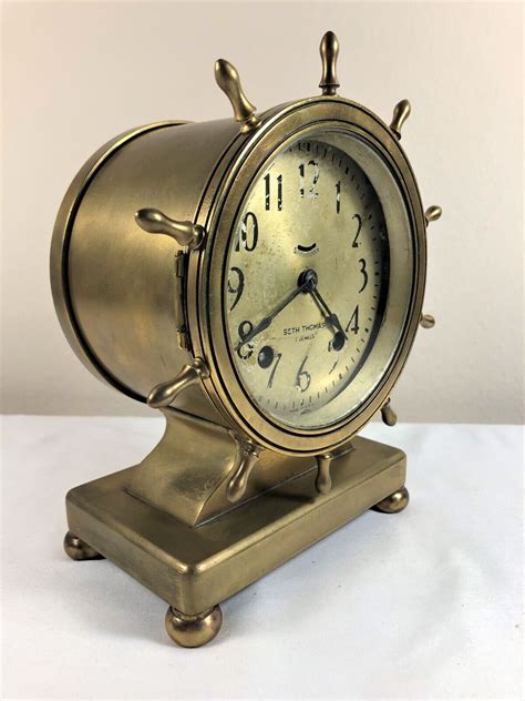 Antique Heavy Brass Seth Thomas Ships Ships Clock Runs Strik Antique Price Guide Details Page