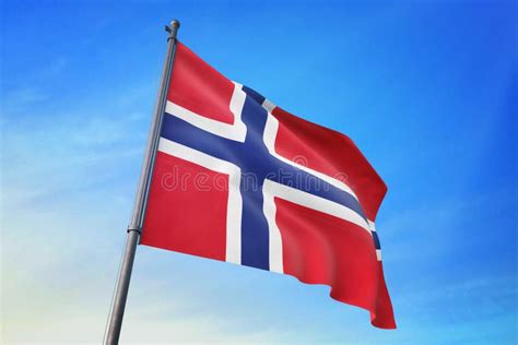 Bandera De Noruega Que Agita En El Ejemplo Del Cielo Azul D Stock De