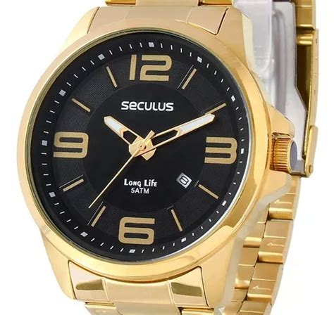 Reloj Seculus Long Life Gpsvda Para Hombre Color De Fondo Dorado