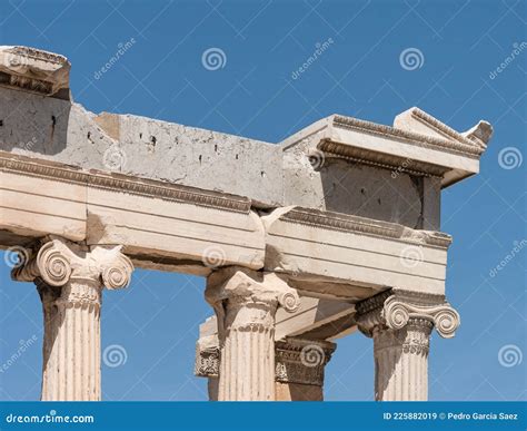 Detail of Classical Greek Architecture, Ionic Columns from Acropolis, Athens, Greece Stock Image ...