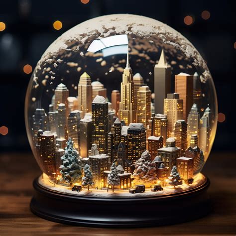 Manhattan Snow Globe Digital Art - Etsy