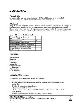 Modeling Concepts of 5’, 3’, Antiparallel and Complimentary in DNA ...