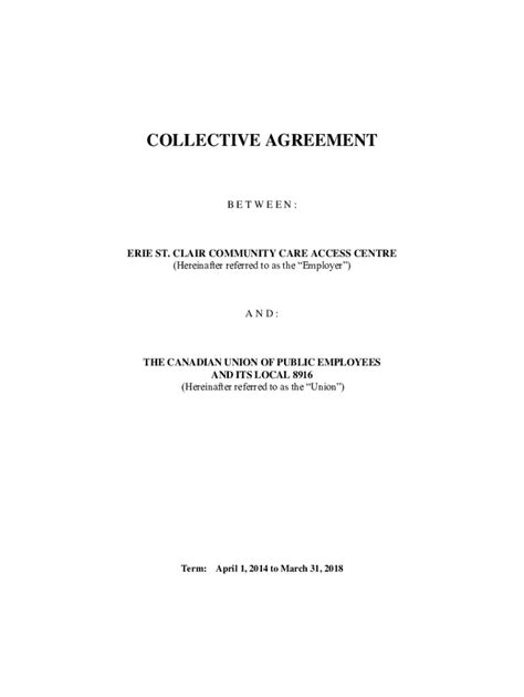 Fillable Online Sp Ltc Gov On Casitesmolcollective Agreement Between