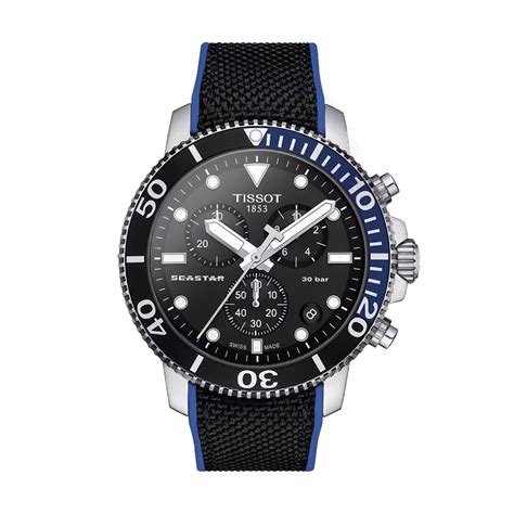 Tissot Seastar Chronograph Mm Men S Watch Black Dial