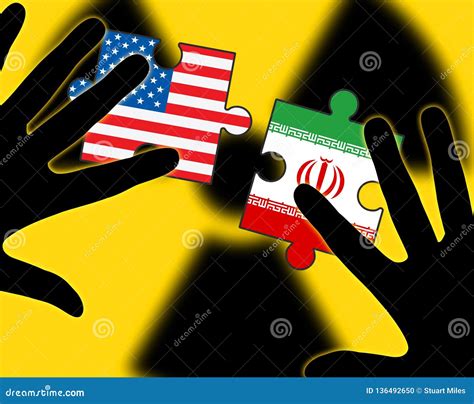 Iran Nuclear Deal Negotiation Or Talks With Usa Flags 2d Illustration