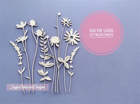 Wildflower Svg Laser Cut Flowers Svg Wood Flowers Svg Laser Etsy